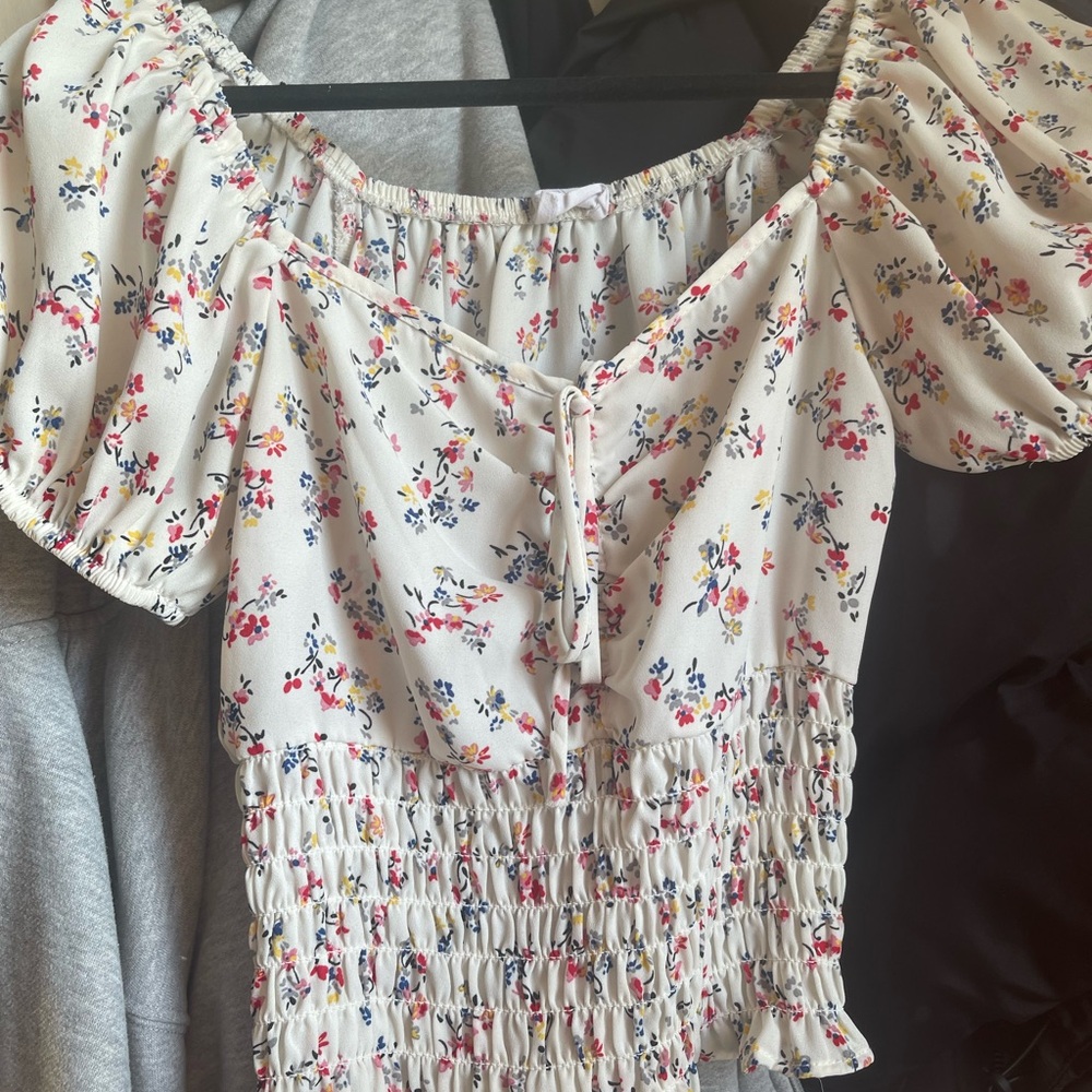 Sienna Sky Cream Puff Sleeve Smocked Blouse